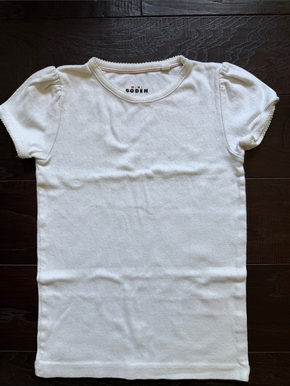 Mini Boden White Puff-Sleeve Girl's Tee